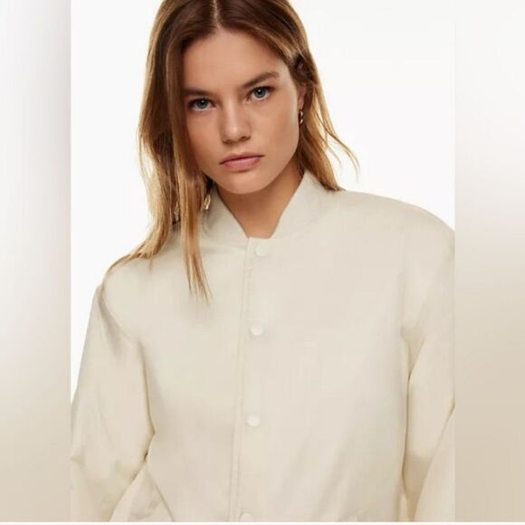 TNA Aritzia Women's Cream Bomber Jacket - Picture 2 of 14